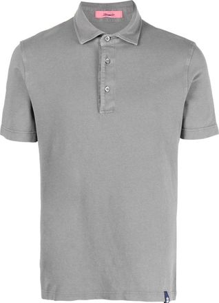Drumohr logo-patch cotton polo shirt - men - Cotton - S - Grey