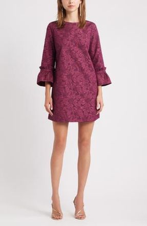 Chelsea28 Floral Jacquard Shift Minidress in Burgundy Fig at Nordstrom Rack, Size Large