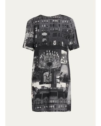 Libertine - Libertine 125th Printed Short Sleeve Mini Shift Dress