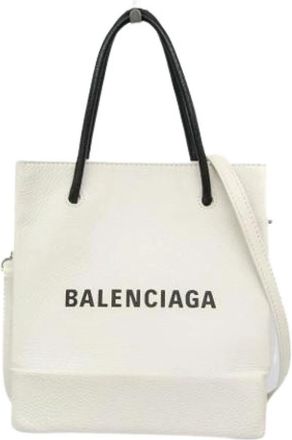 Balenciaga Pre-owned Everyday Shopping Tote XXS 528655 - Dames - Vintage Shopper - Wit - ONE Size - Leer - Vintage