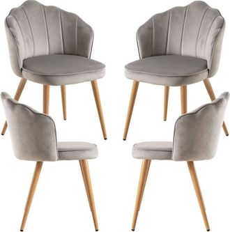 Regalos Miguel Regalos Miguel - Packs Sillas Comedor - Pack 4 Sillas Blume Terciopelo - Gris Claro