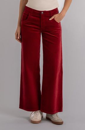 Kut from the Kloth Jean High Waist Wide Leg Velvet Pants in Red at Nordstrom, Size 4