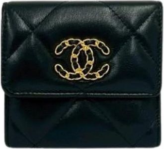 Chanel Pre-owned Portemonnee (tri-fold) - Dames - Vintage Accessoires - Zwart - ONE Size - Leer - Vintage