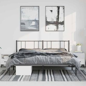 Berkfield Home Metal Bed Frame with Headboard Black 193x203 cm