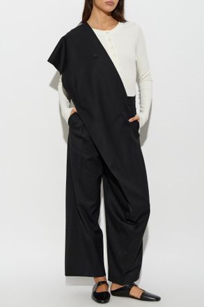 Issey Miyake Wide-leg Trousers With Wrap Panel, Womens, Black