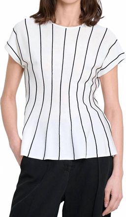 Sita Murt/ Vertical Striped Peplum Top In Ecru