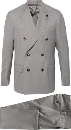 Lardini Double Breasted Suits, male, Gray, Size: 2XL Double-breasted wool suit