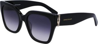 Longchamp Rechthoekige Zonnebril - Dames - Zonnebrillen - Zwart - 55 MM - Accessoires