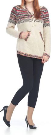 Papillon Fairisle Print Hooded Pullover In Stone