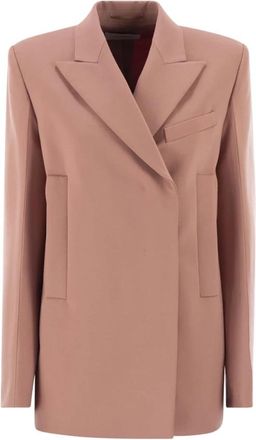 Sportmax Stretch Wool Gabardine Blazer - Dames - Blazers - Roze - 2XS - Wol - Jassen