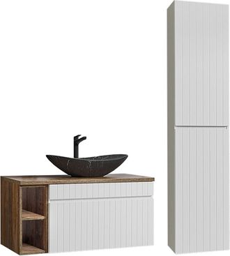 Petits Meubles Conjunto mueble lavabo individual tableros laminados blanco