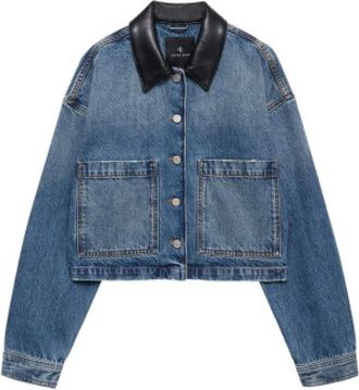 Anine Bing Cropped spijkerjas - Dames - Jassen - Blauw - Maat: S Zijde