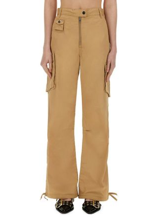 パンツ Ganni SS25 COTTON TWILL CARGO PANTS (W0506 061) Cartouche Camel Washed Cotton Twill Pants | GANNI US
