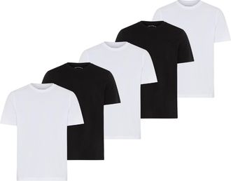 Man's World Rundhalsshirt MANS WORLD, Herren, Gr. 4XL (68/70), wei&szlig;, schwarz, Single Jersey, Obermaterial: 100% Baumwolle, unifarben, Basic, regular fit, Rundhals