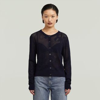 G-Star Pointelle Cardi Gebreide Trui - Donkerblauw - Dames