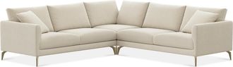 Castlery Lena L-Shaped Sectional Sofa Customized, (Washed Chenille) Cream (Brass Legs), Machine Washable, Removable Covers for Sofas, Castlery