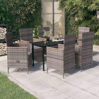 vidaXL Juego De Comedor De Jard&iacute;n 7 Piezas Con Cojines Gris Vidaxl