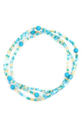 Panacea Set of 3 Beaded Stretch Bracelets in Turquoise at Nordstrom