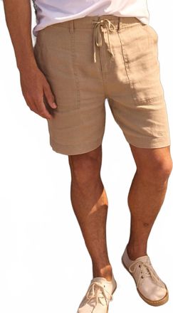 Southern Tide Mens Heritage Preserve Linen Short In Sandstone Khaki