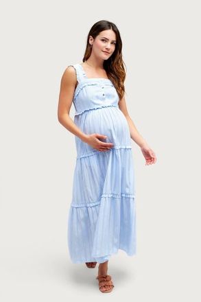 Nom Maternity Emma Maternity & Nursing Maxi Dress in Sky Stripe at Nordstrom, Size Medium