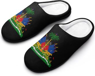 Generic Haitian Coat of Arms Haiti1 Funny Mens Cotton Slippers Shoes Novelty Soft Non-Slip Sole Home Shoe