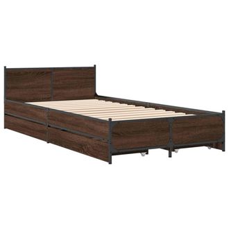 Berkfield Home Durable Bed Frame w/Drawers Frame Brown Oak 75x190 cm Small Single