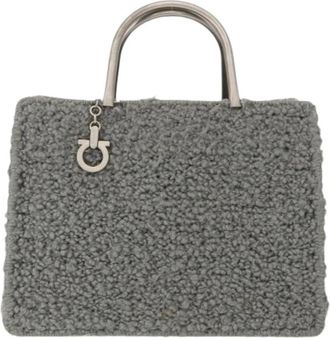 Ferragamo Pre-owned Handbags, female, Gray, Size: ONE SIZE Pre-owned Wool Handbag