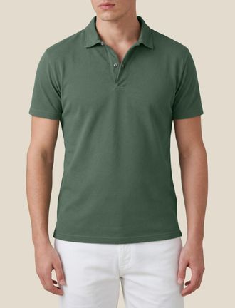 Luca Faloni Khaki Green Cotton Piqu&eacute; Classic Polo