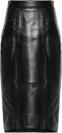 Versace Nappa Midi Rok - Dames - Leren & Su&egrave;de rokken - Zwart - S - Leer - Rokken