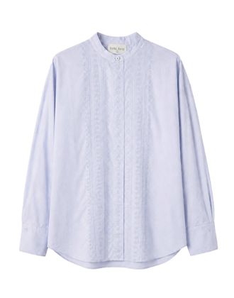 Forte_Forte Sky-Lilac Embroidered Cotton Shirt