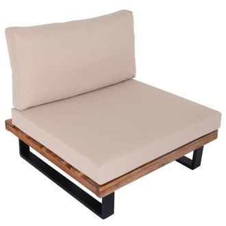 Hhg Sill&oacute;n Hhg 469, Sill&oacute;n De Jard&iacute;n, Madera De Acacia Hilada Con Certificado Mvg Aluminio, Marr&oacute;n Claro, Tapizado Beige