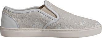 Dolce & Gabbana White Floral Lace Slip On Loafers Womens Shoes (Pre-Owned)