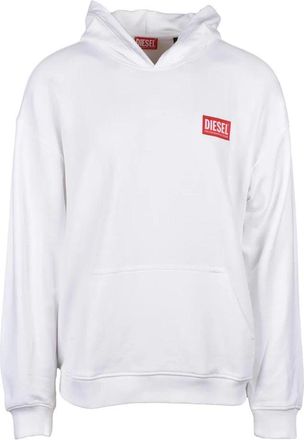 Diesel White Cotton Mens Hoodie Sweatshirt