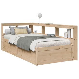 Berkfield Home Bookcase Bed without Mattress 90x190cm Solid Wood Pine in Brown | Size: 90x190 cm