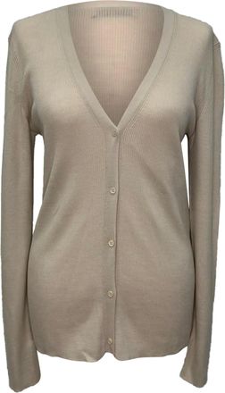 Max Mara V-Neck Cardigan in Beige Wool