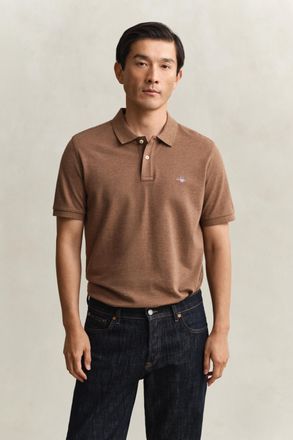 GANT Men Regular Fit Shield Piqu&eacute; Polo Shirt (XXXL) HAZELNUT MELANGE