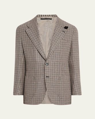 Brioni Mens Brera Cashmere District Check Sport Coat