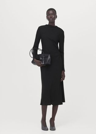 Mango Vestito midi increspato nero - Donna - XXS - MANGO