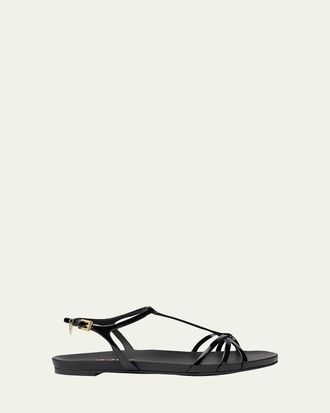 Prada Vernice Leather Flat Sandals