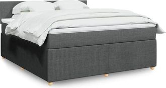 vidaXL Vidaxl - Cama Box Spring Con Colch&oacute;n Tela Gris Oscuro 180x200 Cm