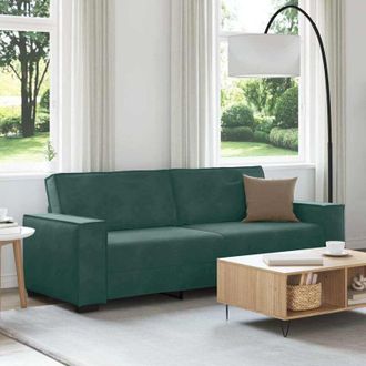 vidaXL Vidaxl - Sof&aacute; De 3 Plazas Terciopelo Verde Oscuro 180 Cm