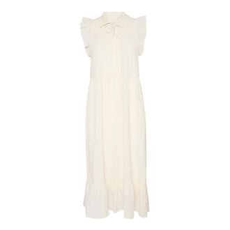 Part Two Vrouwelijke Jurk met Ruchedetails - Dames - Jurken - Beige - Maat: L