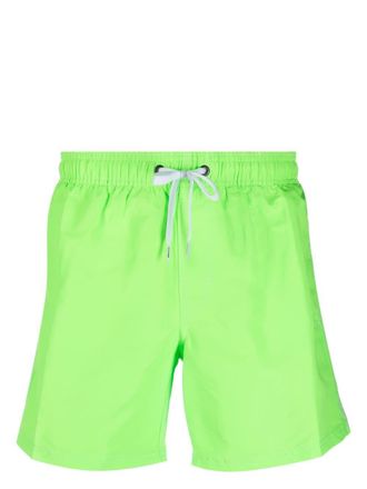 Sundek logo-patch striped swim shorts - men - Polyester/Polyester - M - Green