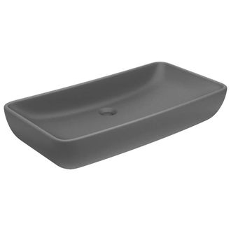 Berkfield Home Luxury Basin Rectangular Matt Dark Grey 71x38 cm Ceramic