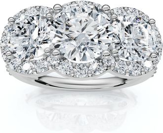 Pompeii3 Certified 3 3/4Ct Three Stone Diamond Engagement Ring 14k Gold Lab Grown