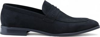 Infinity Leather Zwarte su&egrave;de mocassin loafers voor heren, slimme instappers