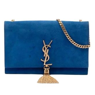 Saint Laurent Pre-owned The Kate Crossbody Bag - Dames - Pre-owned - Blauw - Maat: ONE Size Leer