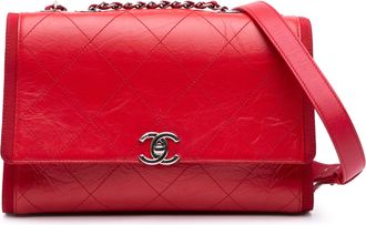 Chanel Pre-owned Womens Quilted Crossbody Bag - Red Leather - One Size