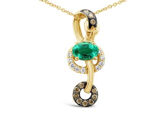 Le Vian Chocolatier Pendant Costa Smeralda Emeralds, Chocolate Diamonds, Vanilla Diamonds set in 14K Honey Gold P1641EM