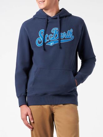 MC2 Saint Barth Man Blue Hoodie With St. Barth Terry Patch